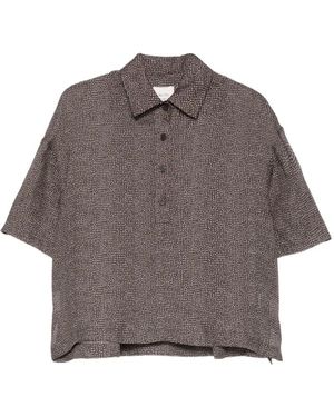 Alysi Polka-Dot Polo Top - Grey