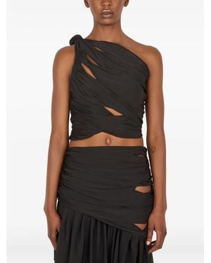 DI PETSA Asymmetric-Neck Cut-Out Tank Top - Black