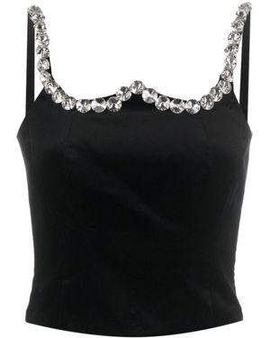 Vivetta Crystal-Embellished Cropped Tank Top - Black