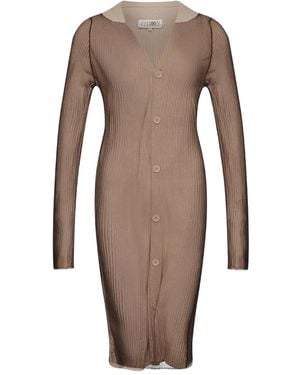 MM6 by Maison Martin Margiela Ribbed Buttoned Cardigan Dress - Brown