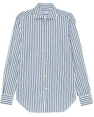 Kiton Gestreiftes Hemd - Blau
