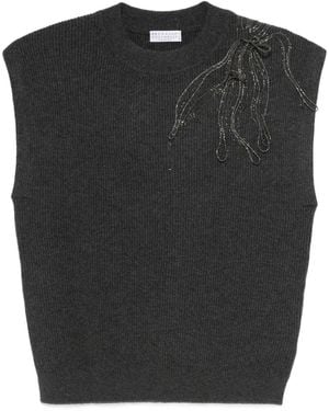 Brunello Cucinelli Gebreide Verfraaide Top - Zwart