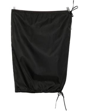 Prada Falda Midi Con Dobladillo Con Cordones - Negro