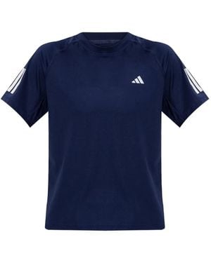 adidas Logo-Print Raglan-Sleeve T-Shirt - Blue