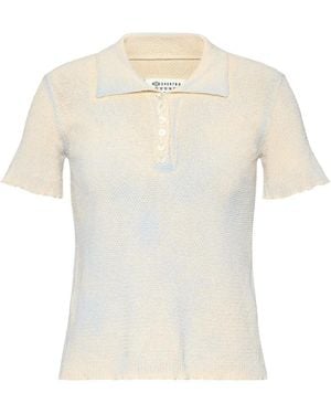 Maison Margiela Wheat-Stitch Cotton Polo Shirt - White