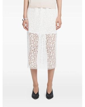 Maria McManus Lace Ruched Midi Skirt - White