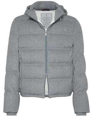 Brunello Cucinelli フーデッド ダウンジャケット - グレー