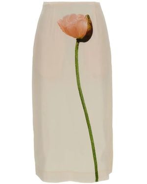 Simone Rocha Floral Midi Skirt - White