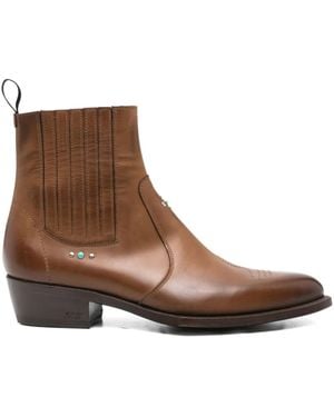 Lidfort Stone-Embellished Leather Boots - Brown
