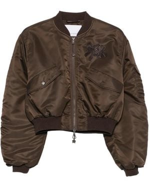 Cecilie Bahnsen Ruched-Sleeve Cropped Bomber Jacket - Brown