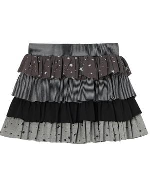Mini Cream Gestufter Rock Mit Sterne-Print - Schwarz