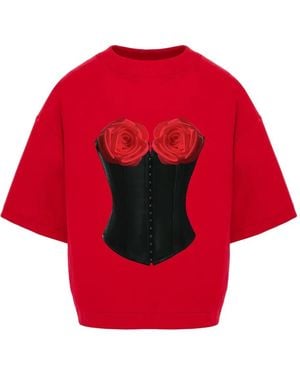 Hamza Camiseta Charmante con corsé - Rojo