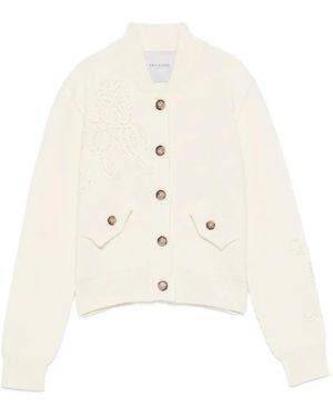 ERMANNO FIRENZE Crochet-Patch Button-Up Cardigan - White