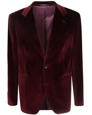 Tagliatore Velvet Single-Breasted Blazer - Purple