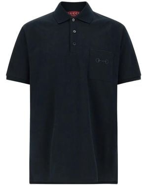 Gucci Morsetto-Embroidered Polo Shirt - Black