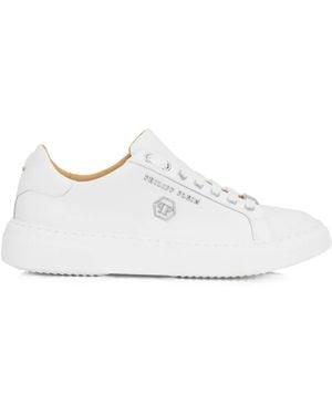Philipp Plein Hexagon-Logo Leather Sneakers - White