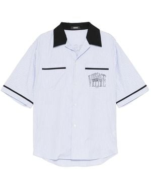 Versace Chemise Rayée À Imprimé Graphique - White