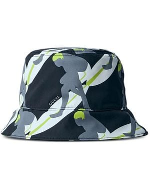 Gucci Allover Surfer-Print Bucket Hat - Blue