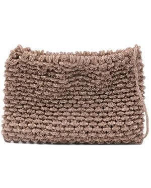 HIBOURAMA Medium Penelope Crystal-Embellishment Clutch Bag - Brown
