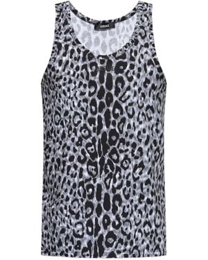 Versace Top con estampado de leopardo - Gris