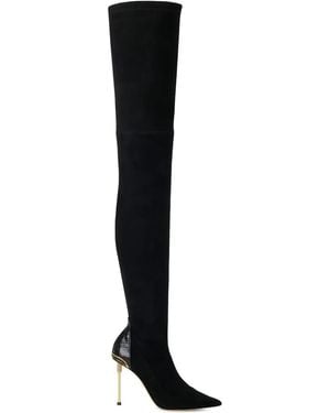 Elisabetta Franchi Tapered Toel Leather Boots - Black