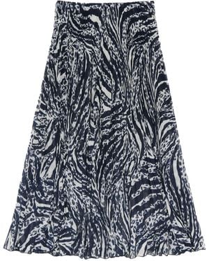 Bimba Y Lola Zebra-Print Midi Skirt - Blue