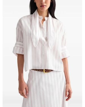 Twp Striped Tie Shirt - White
