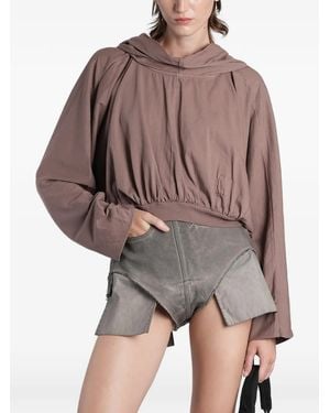 Rick Owens Gathered Cropped Hoodie - Brown