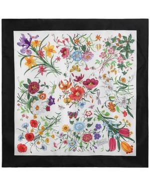 Gucci Flora Silk Twill Scarf - Black