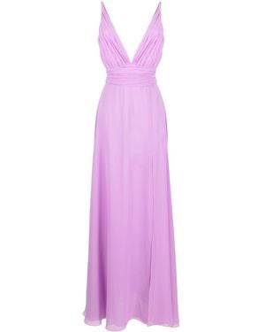 Blanca Vita V-Neck Pleated Gown - Purple