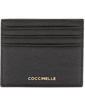 Coccinelle Metallic Grained Leather Card Holder - Black