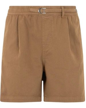 Roberto Cavalli Short Plissé À Taille Ceinturée - Brown