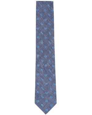 ZEGNA Paisley-Embroidered Chambray Tie - Blue
