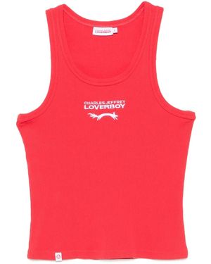 Charles Jeffrey Canotta A Coste Con Logo - Rosso