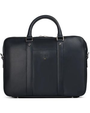 Doucal's Top-Handle Leather Briefcase - Black