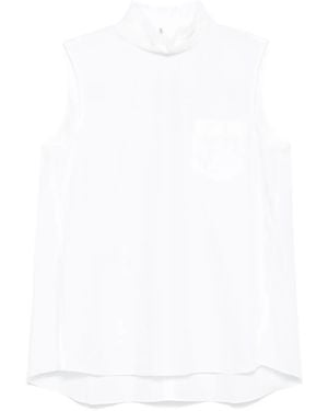 Sacai Rear-Button Mock-Neck Blouse - White