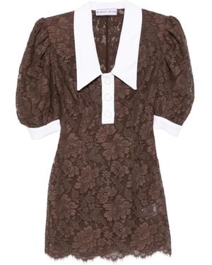 ROWEN ROSE Floral-Lace Mini Dress - Brown