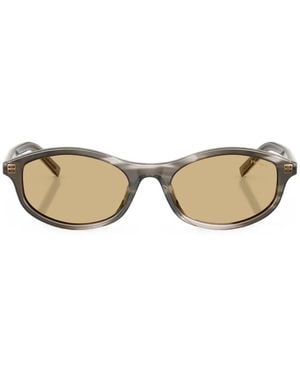 Prada Striped Oval-Frame Sunglasses - Metallic
