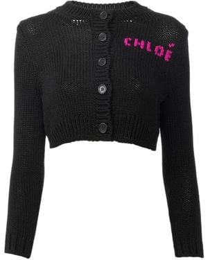 Chloé Button Knitted Cardigan - Black