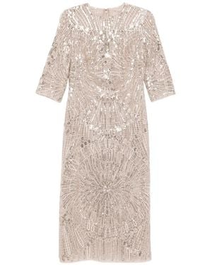 Elie Saab Embroidered Midi Dress - Natural