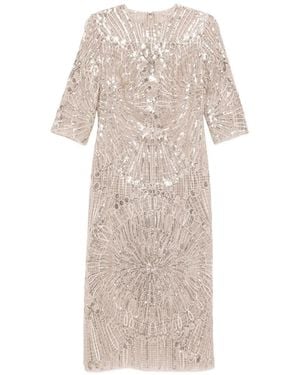 Elie Saab Embroidered Midi Dress - Natural