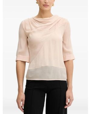 Pinko Draped Cowl-Neck Blouse - White