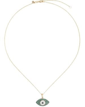 Sydney Evan 14Kt Puffy Evil Eye Gelbgoldhalskette Mit Smaragd Und Diamanten - Weiß