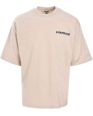 A PAPER KID Logo Cotton T-Shirt - Natural