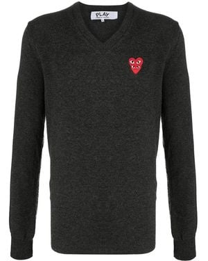 COMME DES GARÇONS PLAY Embroidered Double Heart Patch Jumper - Multicolour