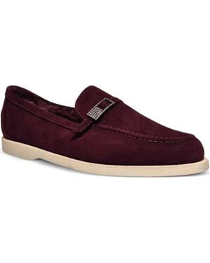 Le Silla Crystal-Buckle Suede Loafers - Purple