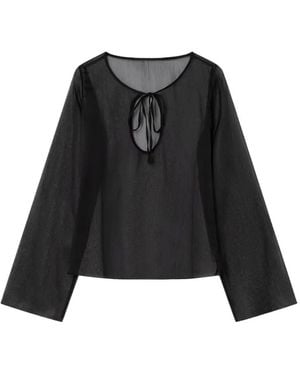 GIMAGUAS Delia Self-Tie Long-Sleeved Blouse - Black