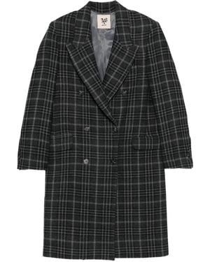 Aniye By Double-breasted Checked Coat - ブラック