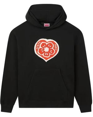 KENZO Boke Heart Embroidered Hoodie - Black