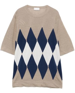 Ballantyne Argyle-Pattern T-Shirt - Blue